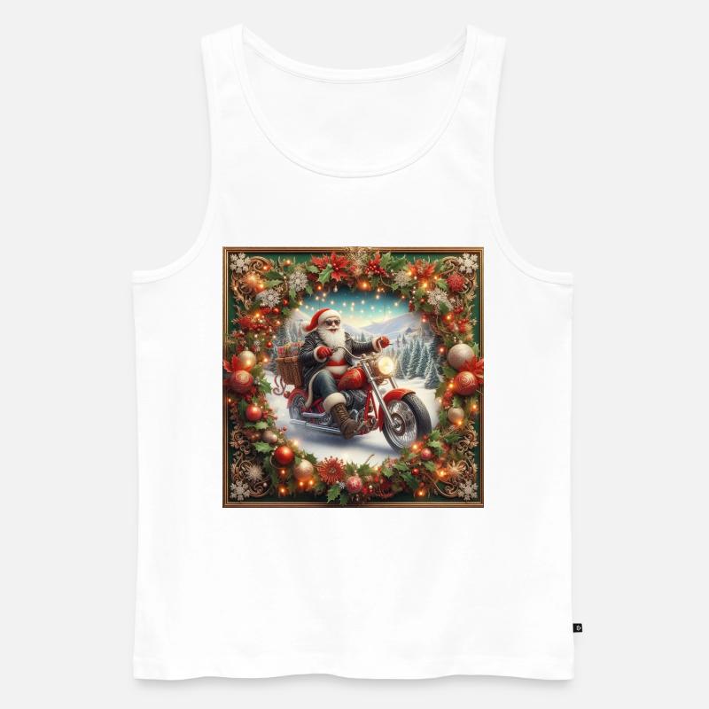 Weihnachtsmann auf einem gerahmten Motorrad - Männer Premium Bio Tank Top - Weiß