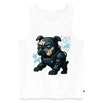 Futuristic Cyber Bulldog in Combat Armor - Men's Premium Organic Tank Top - white - Front - AI Model Male 178 light (178cm)