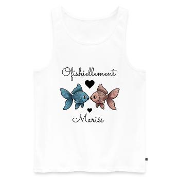Ofishiellement Married Humor Peach Wedding Couple - Men's Premium Organic Tank Top - white - Front - Michal (187cm)