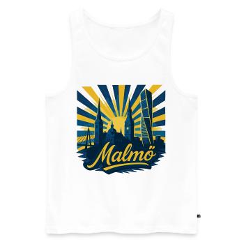 Malmö City Sweden Cool Epic Gift - Men's Premium Organic Tank Top - white - Front - AI Model Male 178 light (178cm)