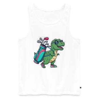 Witziger Dinosaurier-Golfer Cartoon Cooles Golftier - Männer Premium Bio Tank Top - Weiß - Vorne - Michal (187cm)