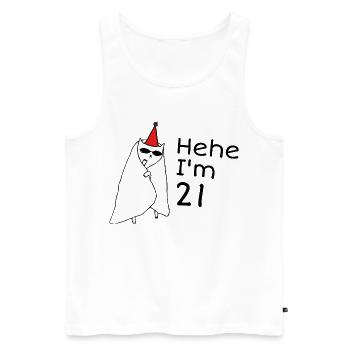 21 ans anniversaire - Cadeau 21e anniversaire - Débardeur bio Premium Homme - blanc - Devant - Michal (187cm)