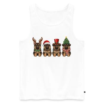 Tabby Cat Vintage Christmas Lights - Men's Premium Organic Tank Top - white - Front - AI Model Male 178 light (178cm)