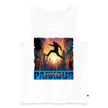 Parkour - Débardeur bio Premium Homme - blanc - Devant - Michal (187cm)
