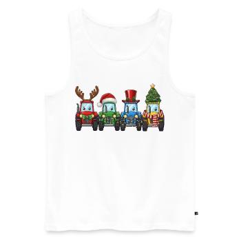 Tracteur Père Noël Lumières de Noël - Débardeur bio Premium Homme - blanc - Devant - Michal (187cm)