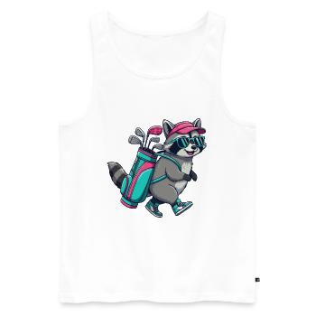 Lustiger Waschbär-Golfer Cartoon Cooles Golftier - Männer Premium Bio Tank Top - Weiß - Vorne - Michal (187cm)