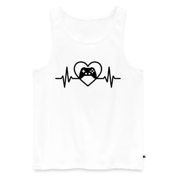 Herz Gaming – Controller Stil Gamer - Männer Premium Bio Tank Top - Weiß - Vorne - AI Model Male 178 light (178cm)