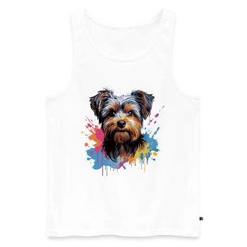 Yorkshire Terrier Splash Style - Débardeur bio Premium Homme - blanc - Devant - Michal (187cm)