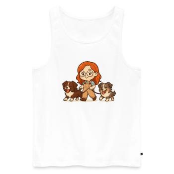 Himmelblau mit Misha und Mond - Männer Premium Bio Tank Top - Weiß - Vorne - AI Model Male 178 light (178cm)