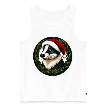 Weihnachten Dachse - Männer Premium Bio Tank Top - Weiß - Vorne - Michal (187cm)