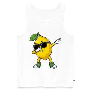 Dessin animé Dun Citron dans la pose Dab - Débardeur bio Premium Homme - blanc - Devant - AI Model Male 178 light (178cm)
