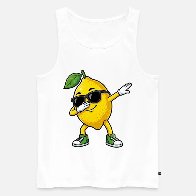 Lustige Zitrone in Dab-Pose Cartoon - Männer Premium Bio Tank Top - Weiß