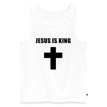 Conception minimale de croix de Jesus is King - Débardeur bio Premium Homme - blanc - Devant - AI Model Male 178 light (178cm)