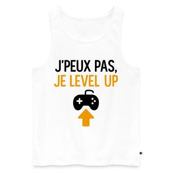J’peux pas – je level up Geek Gamer Gaming - Débardeur bio Premium Homme - blanc - Devant - Michal (187cm)