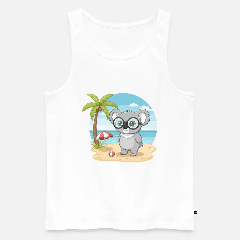 Süßer Koala mit Brille Strand-Sommerurlaub - Männer Premium Bio Tank Top - Weiß