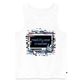 Reality.exe Crashed Retro Pixel Design - Männer Premium Bio Tank Top - Weiß - Vorne - AI Model Male 178 light (178cm)