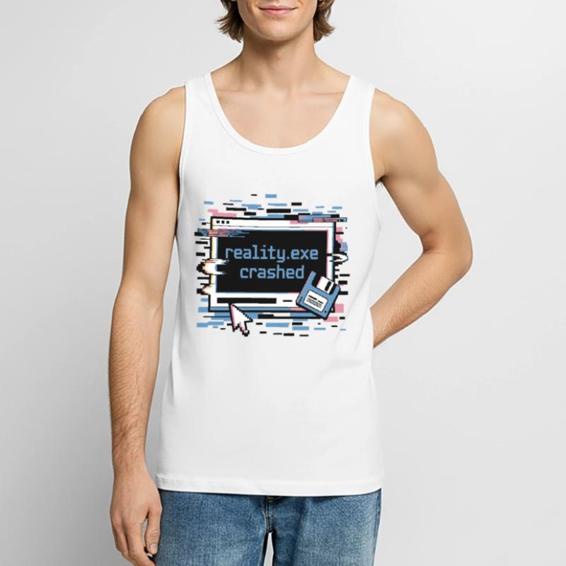 Reality.exe Crashed Retro Pixel Design Men's Premium Organic Tank Top