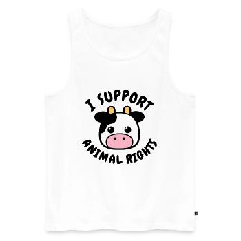 I Support Animal Rights Cow - Männer Premium Bio Tank Top - Weiß - Vorne - Michal (187cm)