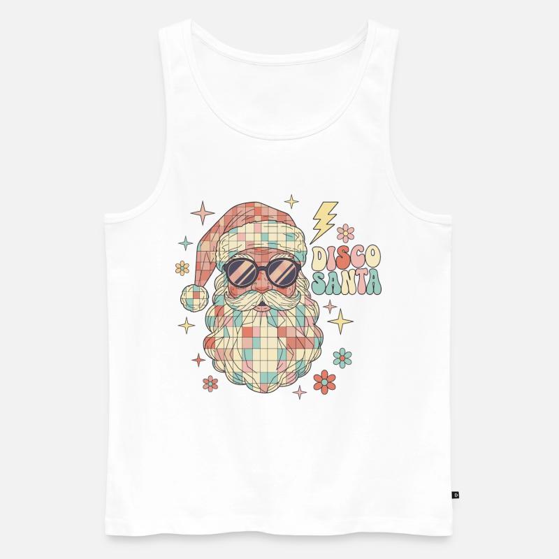 Techno Disco Weihnachtsmann Discokugel Lustig - Männer Premium Bio Tank Top - Weiß