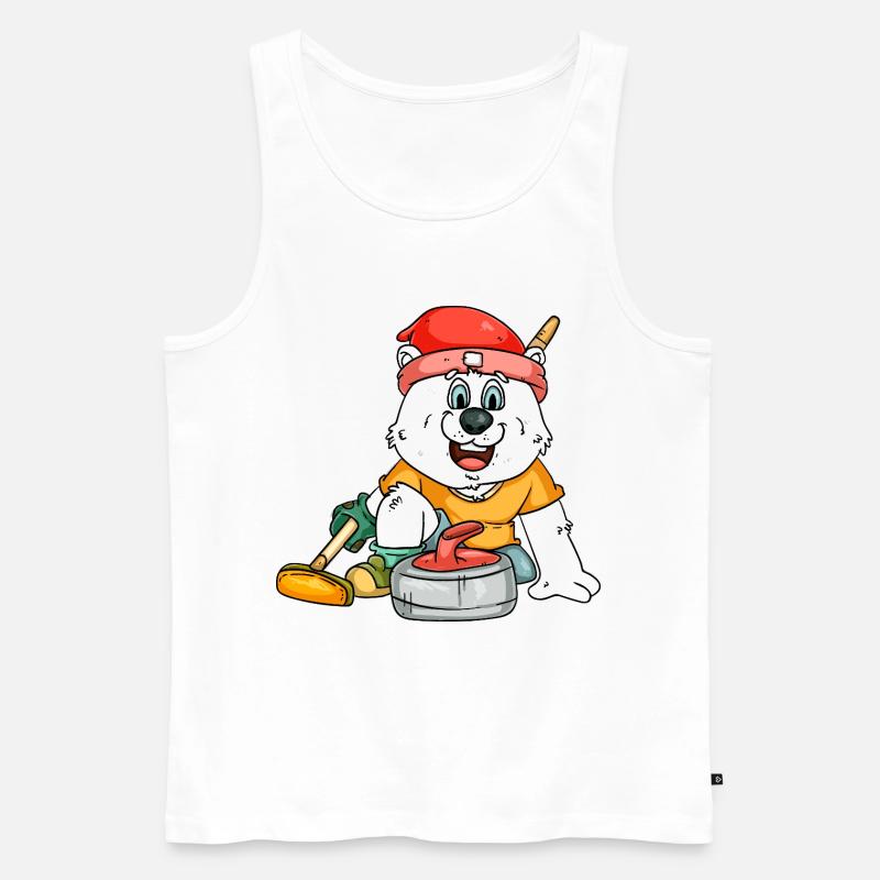 Curlingspieler Eisbär - Männer Premium Bio Tank Top - Weiß