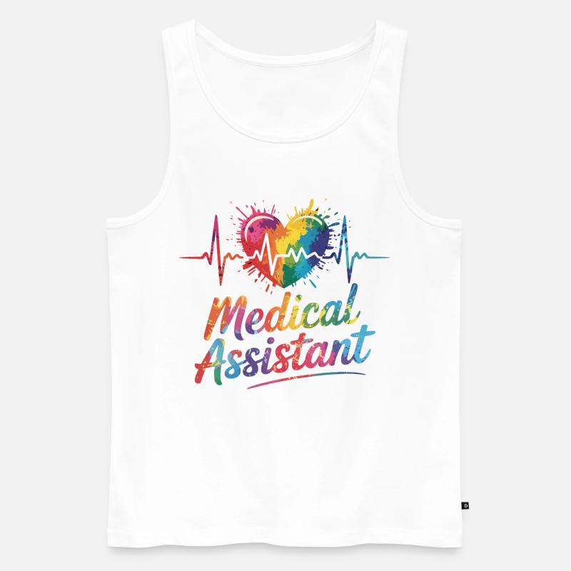 Regenbogen Medizinalassistent Herz - Männer Premium Bio Tank Top - Weiß