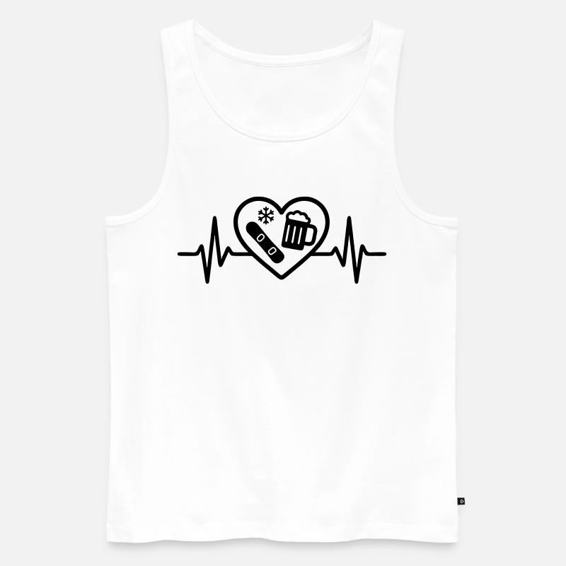 Herz Snowboard Bier - Männer Premium Bio Tank Top - Weiß