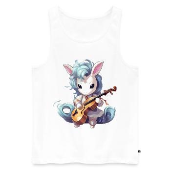 La licorne jouant du violon - Débardeur bio Premium Homme - blanc - Devant - Michal (187cm)