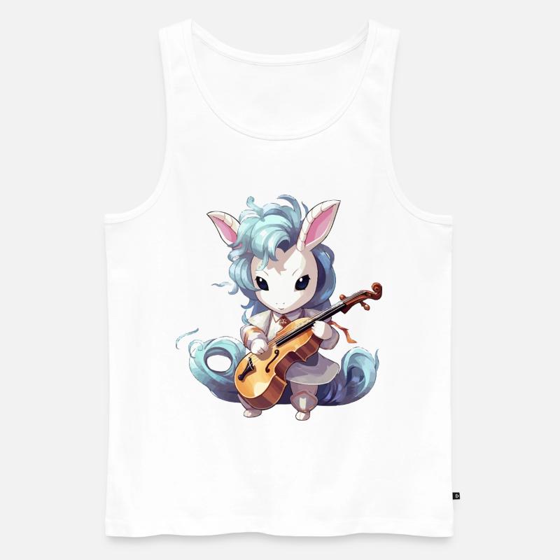 Violine spielendes Einhorn - Männer Premium Bio Tank Top - Weiß