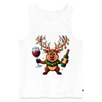 Drôle de Noël au vin chaud cerf - Débardeur bio Premium Homme - blanc - Devant - Michal (187cm)