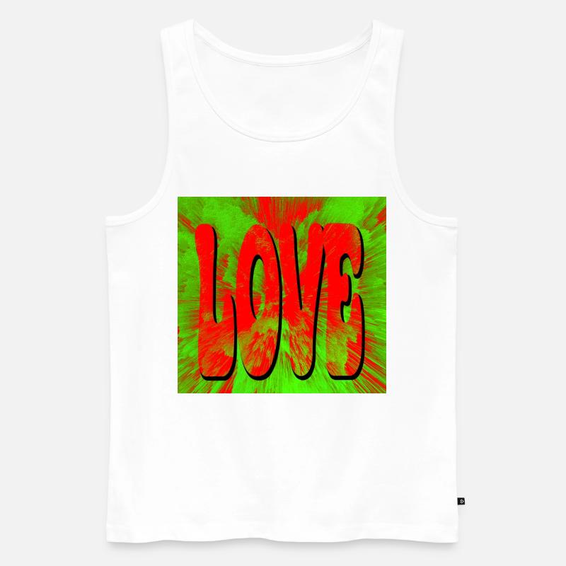 Liebe im Retro Tie Dye Stil - Männer Premium Bio Tank Top - Weiß