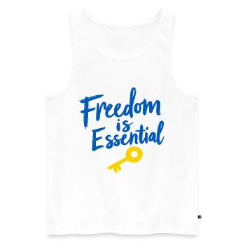 La liberté est essentiellement la clé de la liberté - Débardeur bio Premium Homme - blanc - Devant - AI Model Male 178 light (178cm)