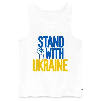 Stand With Ukraine Solidarity - Men's Premium Organic Tank Top - white - Front - Michal (187cm)