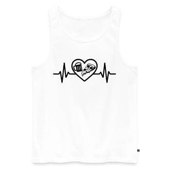 Heart Pizza Beer - Men's Premium Organic Tank Top - white - Front - Michal (187cm)