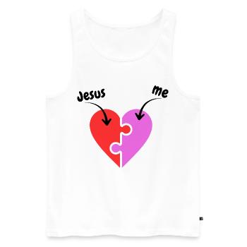 Jesus & me - Heart - Puzzle - Christian - Men's Premium Organic Tank Top - white - Front - AI Model Male 178 light (178cm)