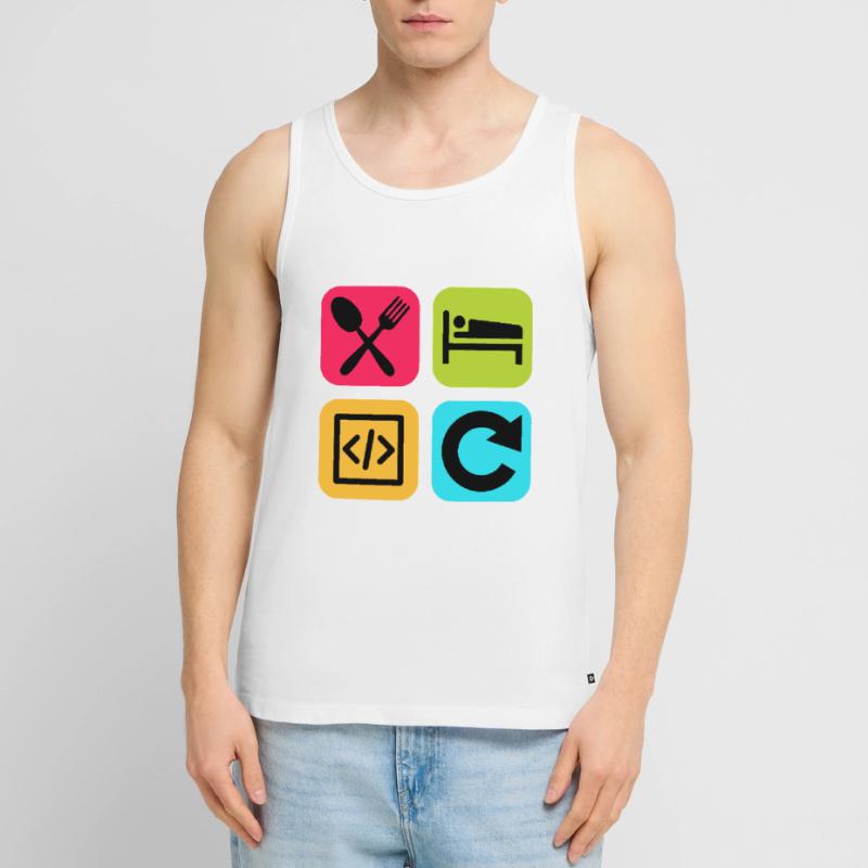 Manger Dormir Code Répéter Citation drôle Dev Débardeur bio Premium Homme