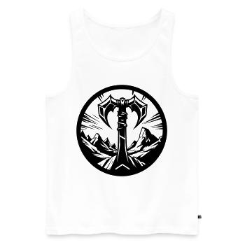 Barbarian Symbol – Tribal Axe - Men's Premium Organic Tank Top - white - Front - AI Model Male 178 light (178cm)