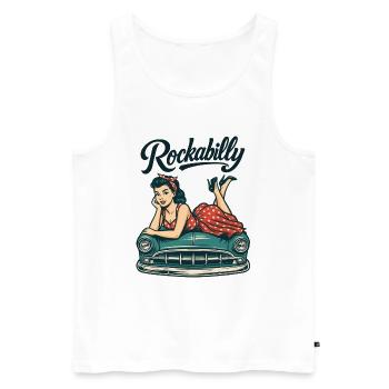 Cadeau rétro pin-up de voiture vintage rockabilly - Débardeur bio Premium Homme - blanc - Devant - AI Model Male 178 light (178cm)