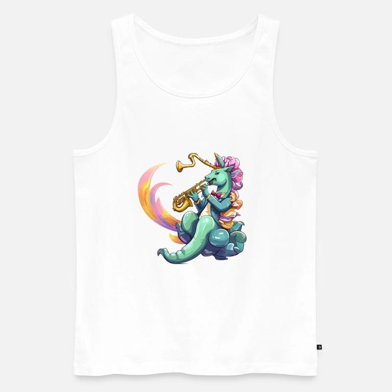 Saxophon Unicorn Neonstil - Männer Premium Bio Tank Top - Weiß