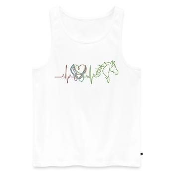 Reiterin Pferd Karneval Fasching EKG Herz Geschenk - Männer Premium Bio Tank Top - Weiß - Vorne - Michal (187cm)