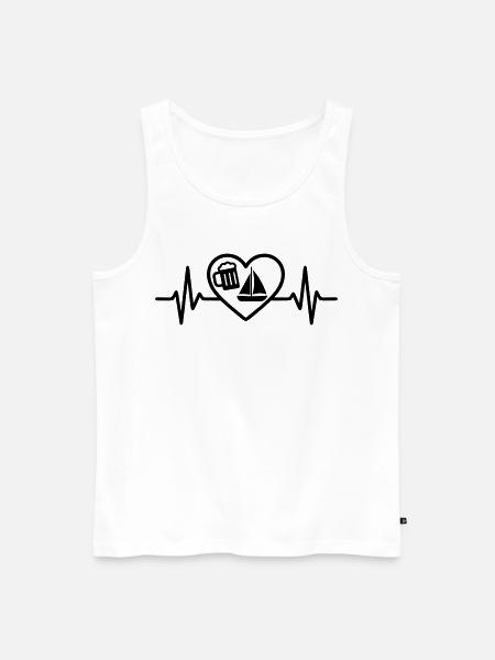 Heart Beer Sailing Humor - Men's Premium Organic Tank Top - white