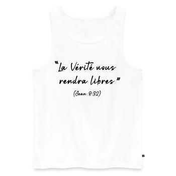 Die Wahrheit wird dich befreien, Johannes 8,32 - Männer Premium Bio Tank Top - Weiß - Vorne - AI Model Male 178 light (178cm)