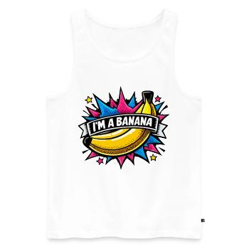 Déguisement de banane drôle Carnaval Fruit Jaune Sucré - Débardeur bio Premium Homme - blanc - Devant - Michal (187cm)
