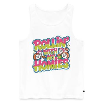 Sushi Rollin' With My Homies Loves Japanese Food - Männer Premium Bio Tank Top - Weiß - Vorne - Michal (187cm)