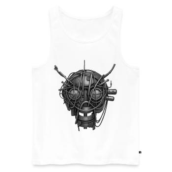 ROBOT MASK #2 - black & white - Men's Premium Organic Tank Top - white - Front - Michal (187cm)