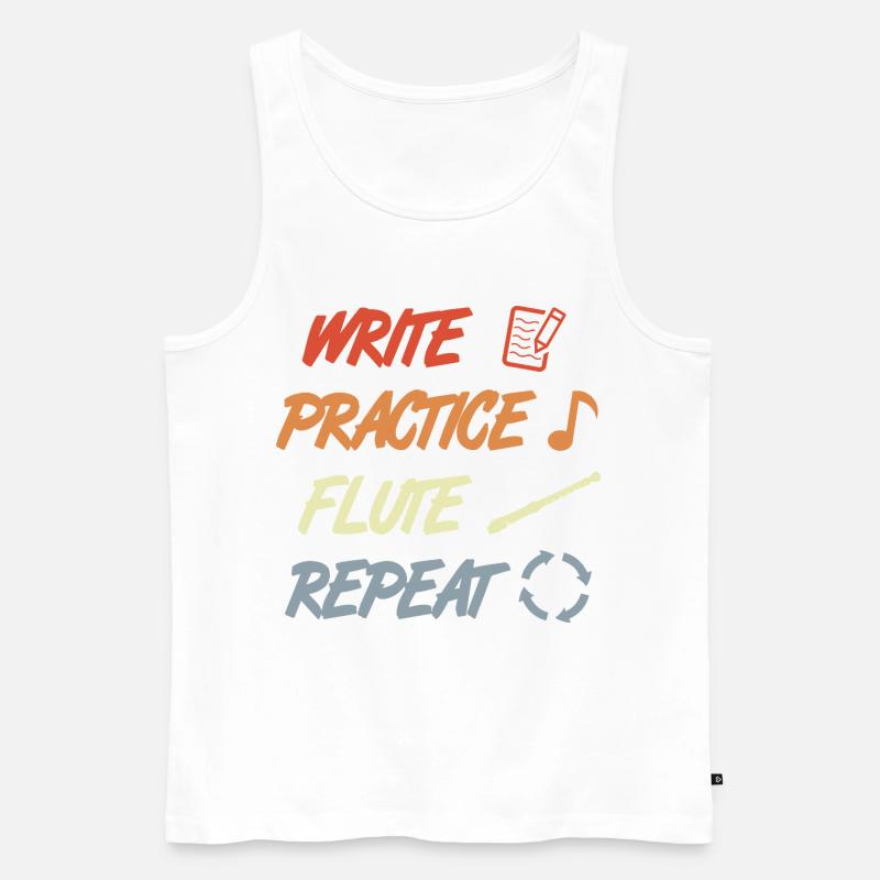 Write Practice Flute Repeat - Männer Premium Bio Tank Top - Weiß