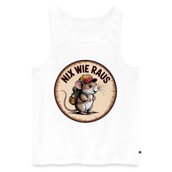 Nix wie raus – Wandermaus - Männer Premium Bio Tank Top - Weiß - Vorne - AI Model Male 178 light (178cm)