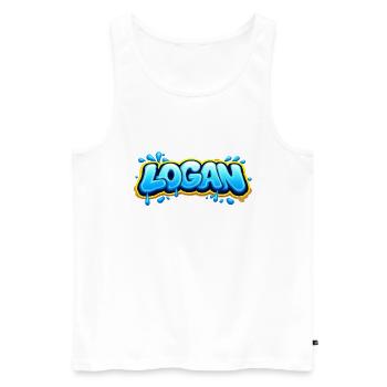 LOGAN GRAFFITI NAME FOR PERFECT GIFT PRINTABLE  - Débardeur bio Premium Homme - blanc - Devant - AI Model Male 178 light (178cm)