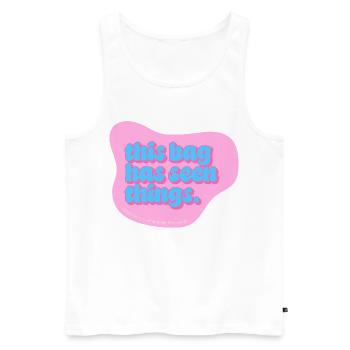 Funny Typography Design – This Bag Has Seen Things - Männer Premium Bio Tank Top - Weiß - Vorne - AI Model Male 178 light (178cm)