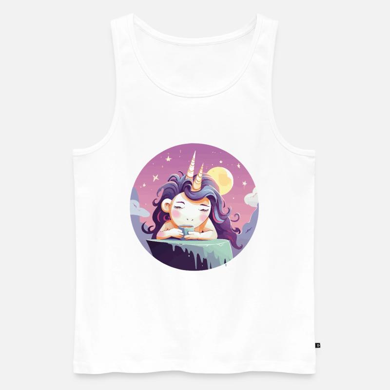 Mondtee Einhorn am Abend - Männer Premium Bio Tank Top - Weiß