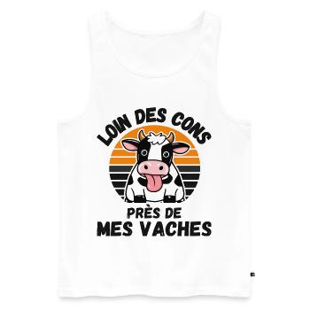 Far From The Idiots Near My Cows Vintage-Humor - Männer Premium Bio Tank Top - Weiß - Vorne - Michal (187cm)